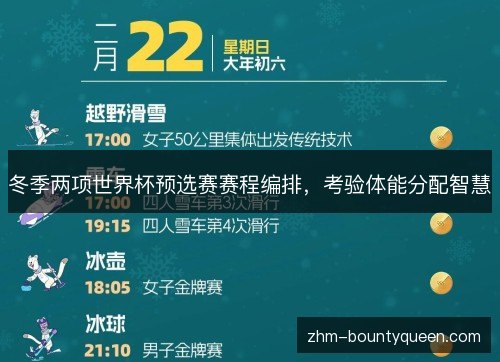 冬季两项世界杯预选赛赛程编排，考验体能分配智慧